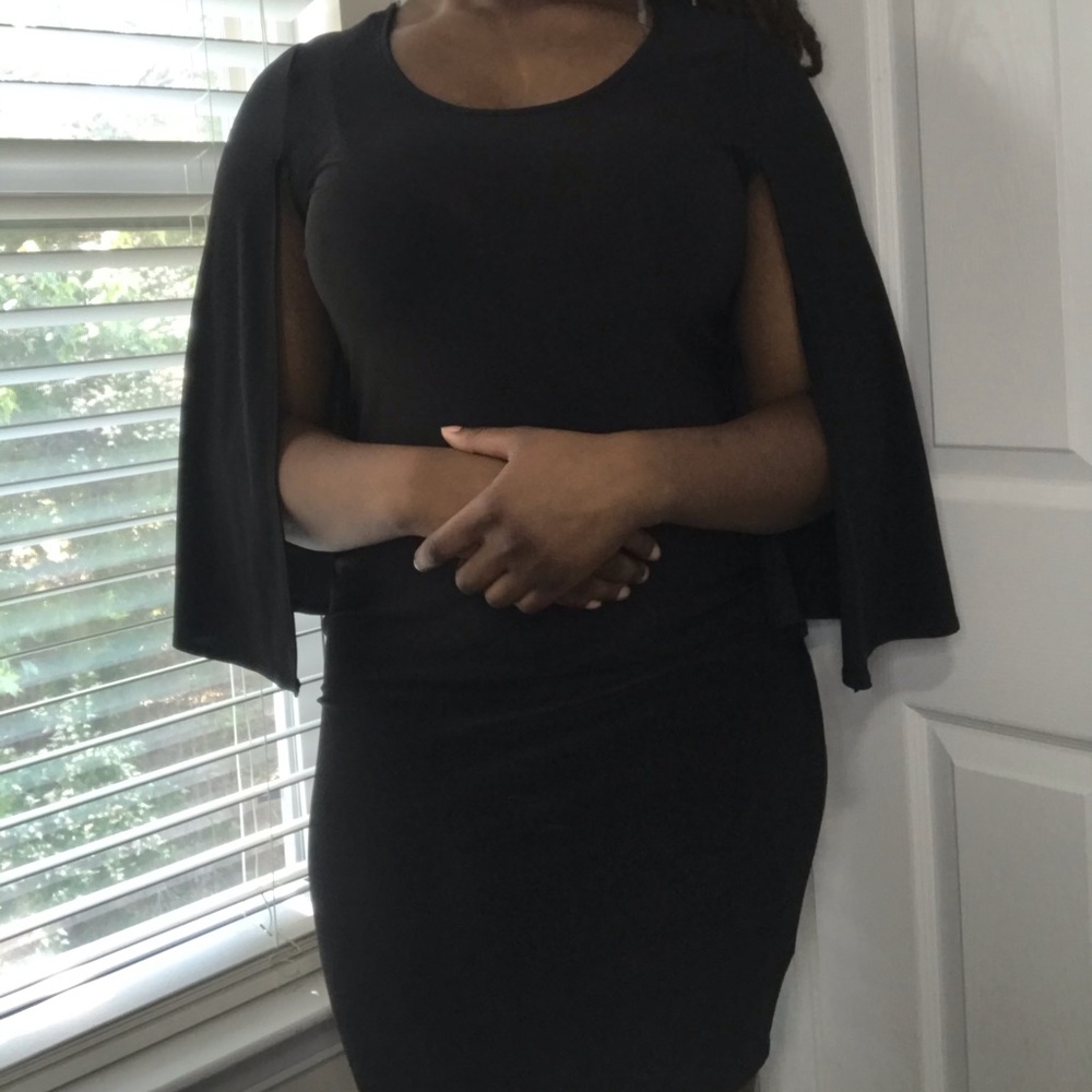 Black Drape Cut BodyCon Dress